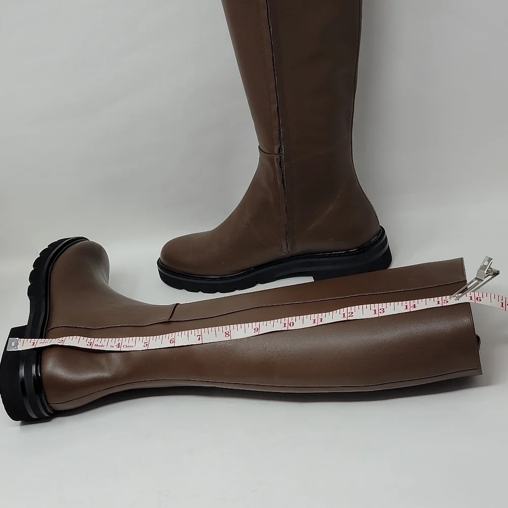 Stuart Weitzman Rider Knee Brown Boots Leather S6801 Women's Size 5 B New - Picture 8 of 13